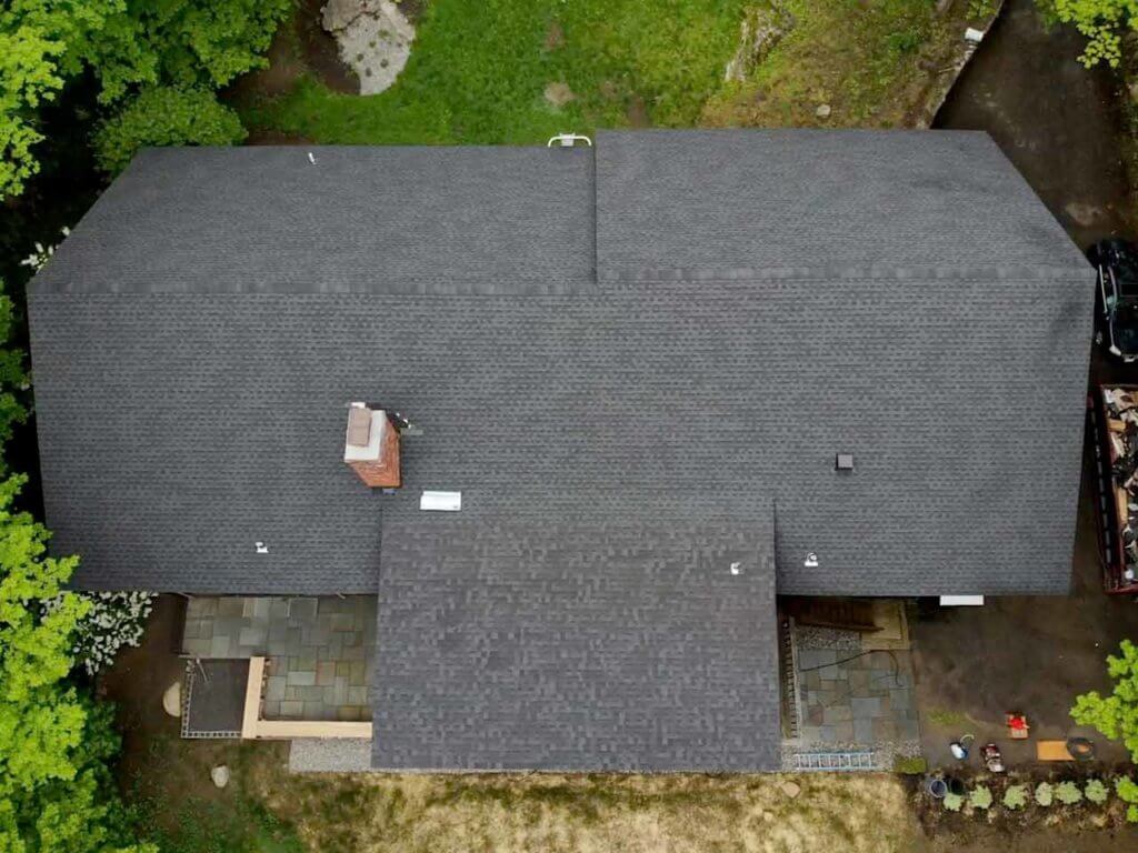 Aerial view of roof in Bedford, NY