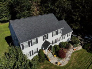 aerial view of home with gray GAF asphalt shingles