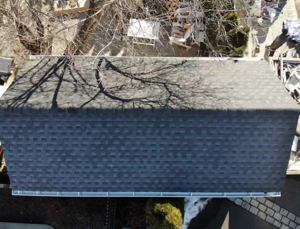 Aerial view of GAF asphalt shingles on home
