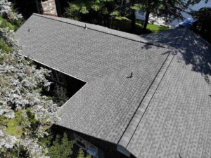 Overhead view of GAF asphalt shingle replacement on home in Putnam Valley 