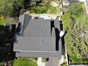 Overhead view of home with new GAF asphalt shingles in Old Greenwich, CT