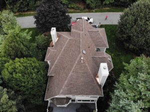Overhead view of home with GAF asphalt shingles in Port Chester