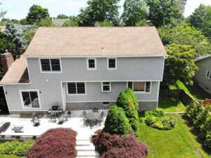 Aerial view of back of home with James Hardie siding in Rye Brook, NY