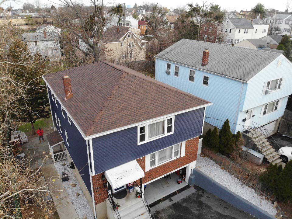 Overhead view of Royal vinyl siding replacement