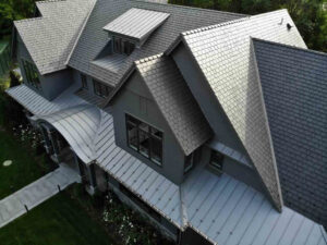 Aerial view of roof with Alpine SnowGuards