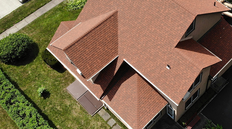 Aerial view of shingles on home