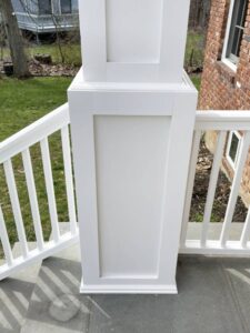 Closeup of post with PVC trim