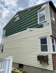 Damaged siding replacement in progress