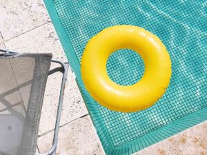 pool float and deck chair