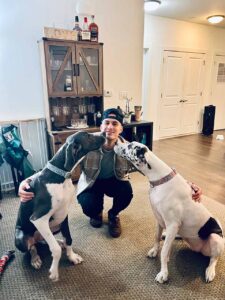 Gunner Sales Rep Connor Amann and his two great danes
