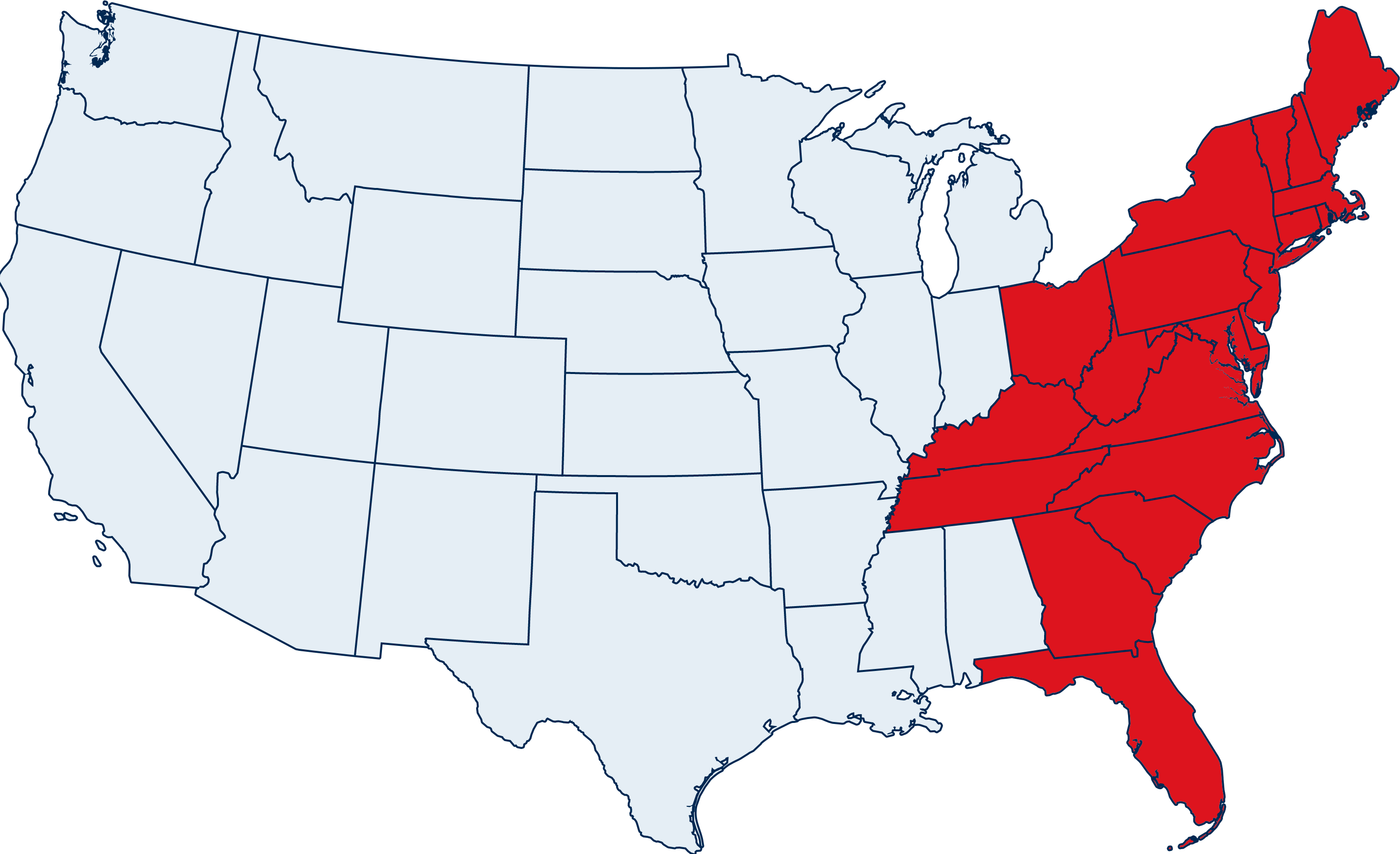 Service Map of USA - eastern region